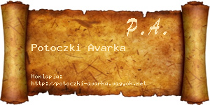 Potoczki Avarka névjegykártya